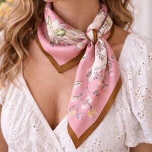 Romantic Pink Floral Scarf by SparklingForLove Fashion Accessory Neck Hair Head
